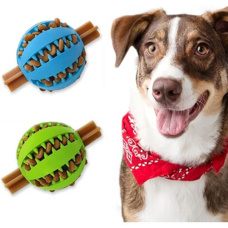 Jouet pour chien Puzzle Ball indestructible, jouet pour chiot pour soulager l'ennui, nettoyage interactif des dents (diamètre : 4,8 cm, bleu + vert)-Fei Yu