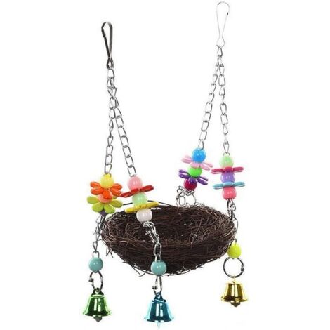 Jouet pour perroquet, nid d'oiseau, paille, fournitures pour oiseaux, nid en rotin, balançoire, cage à oiseaux