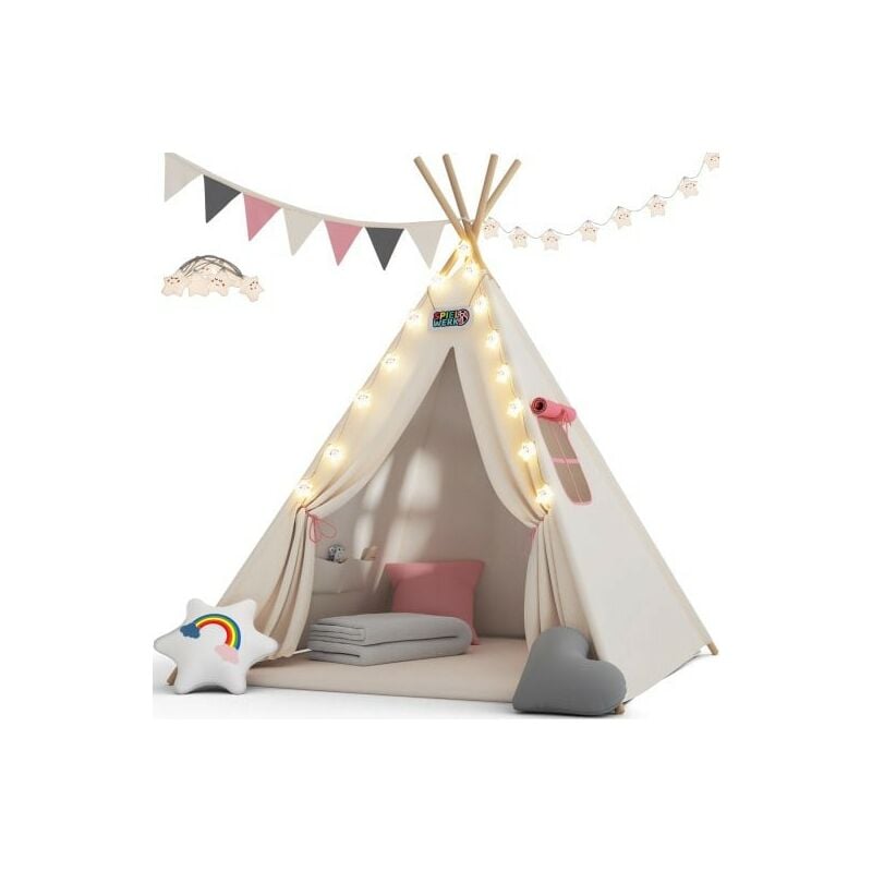 Le Poisson Qui Jardine - Jouet Tipi avec tapis rose pour enfants Jeu de jardin ou de chambre d'enfant