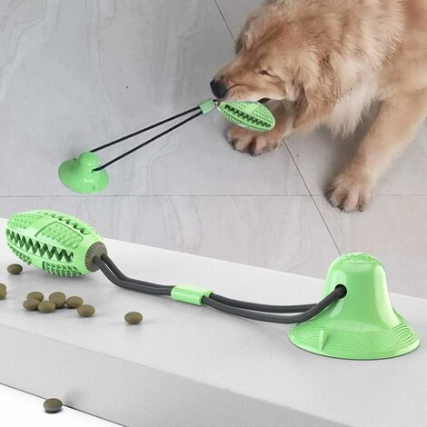 Jouets à Macher pour Chiens, Jouet Ventouse Chien, Dents Propres, Jouet Distributeur de Nourriture, Multifonction Chien de Compagnie Molaire Jouet, Jouet à Tirer.Vert