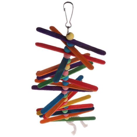 Jouets à mâcher pour oiseaux en bois, bâtonnets multicolores pour broyer les dents, idéal pour le grignotage et le divertissement des perroquets.