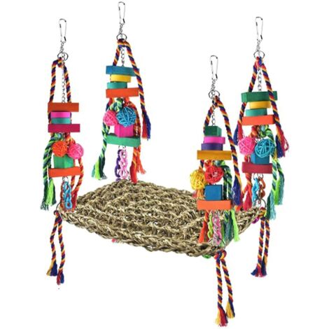 Jouets à mâcher pour oiseaux pour perruches Jouet à mâcher coloré Blocs de bois Accessoires pour cage