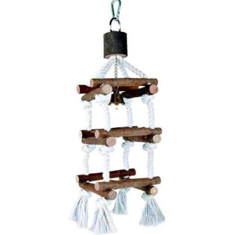 Jouets à mâcher suspendus en bois pour perroquets, balançoire en corde de coton, échelle --