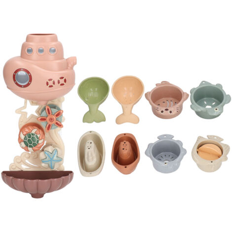 Jouets de bain bébé avec ventouses - Bateau, tasse et cuillère pour enfants