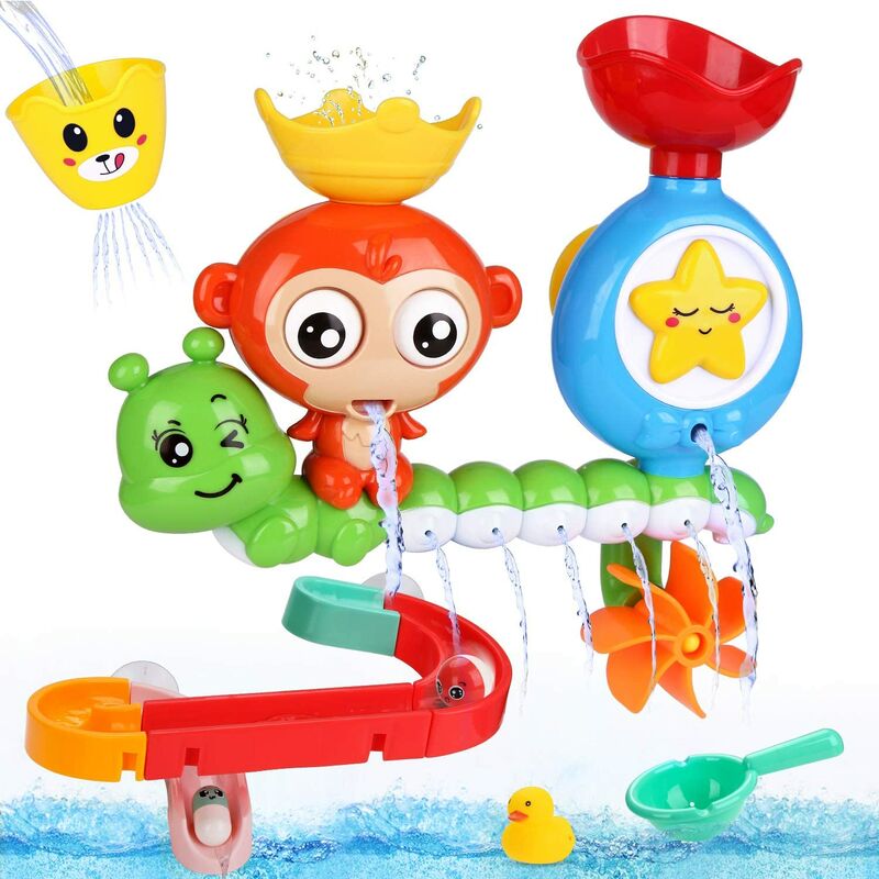 Jouets de bain pour bébés, jouets de bain douche eau pour enfants avec bau Puzzle Car Racing Track 14 pièces jouets, pour enfants bébé à partir de 18