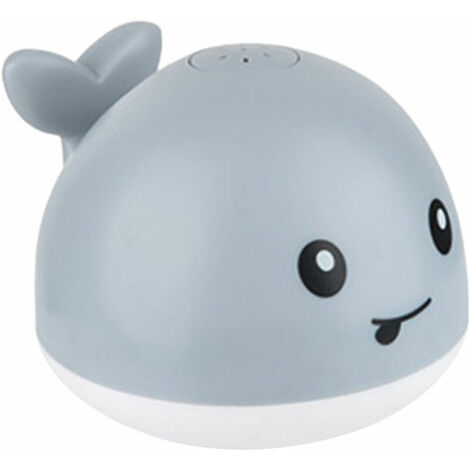 Jouets de bain pour bébé Baleine Jouet d'eau de pulvérisation automatique avec lumière LED Induction Arroseur Baignoire Douche Jouets pour tout-petits nourrissons, Gris