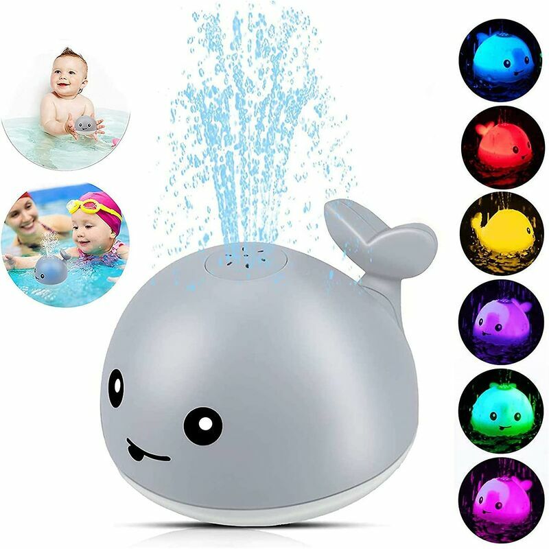 Heureux - Jouets de bain pour bébé, jouets de bain de baleine pour les tout-petits, jouet de pulvérisation d'eau automatique avec lumière led,