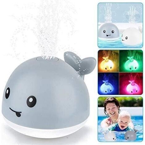 Jouets de bain pour enfants, jouets de baleine jaillissant d\'eau, jouets de fonction musicale, jouets de salle de bain (gris)