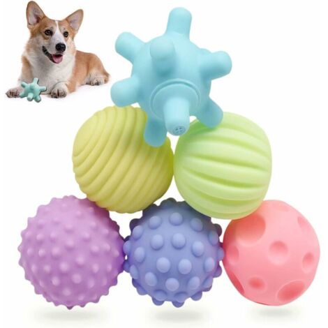 Jouets de dentition pour chiot Squeaky Dog Chew Toys Ball, Puppy Boredom Dog Ball Squeaky for Pets Training Swimming Play Running, Interactive Pet Toys for Small Puppies and Medium Dogs