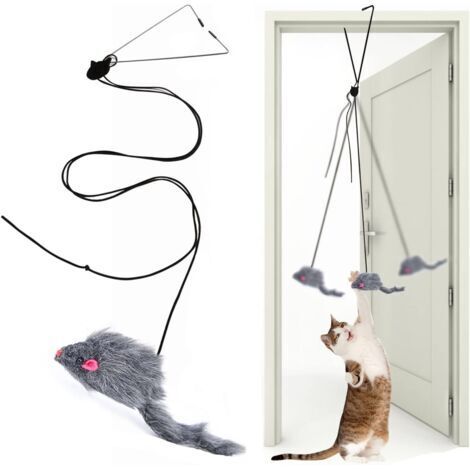 Jouets de plumes chat multi-interactifs, jouets amusants pour chats rétractables, jouets interactifs suspendus, adaptés au jeu de chat intérieur et aux exercices de chasse (1 pack)