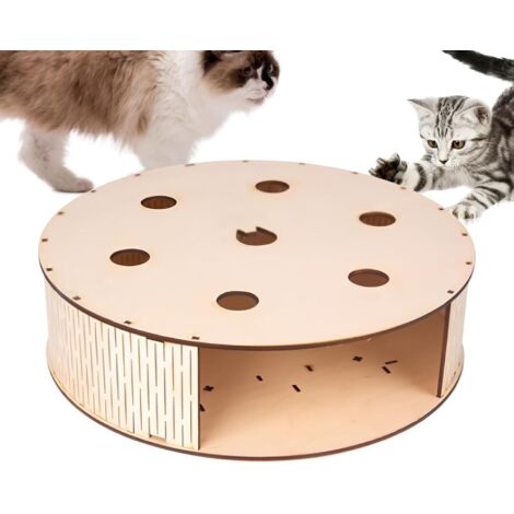 Jouets D'enrichissement pour Chats - Boîte De Jeu Interactive en Bois