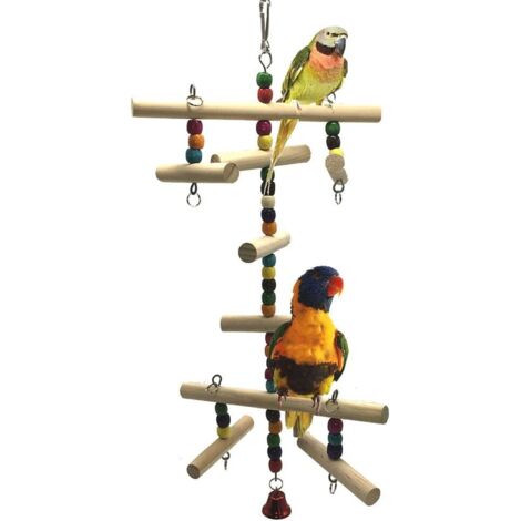 Jouets échelle d'escalade en bois pour oiseaux, perroquets, cage, perche