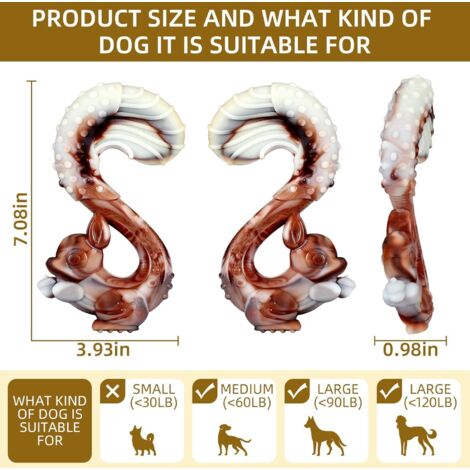 Jouets indestructibles pour Chiens à mâcher, Jouets durables en Nylon saveur de bœuf, Robustes pour Chiens de Taille Moyenne et Grande Taille, brossage des Dents (Écureuil)