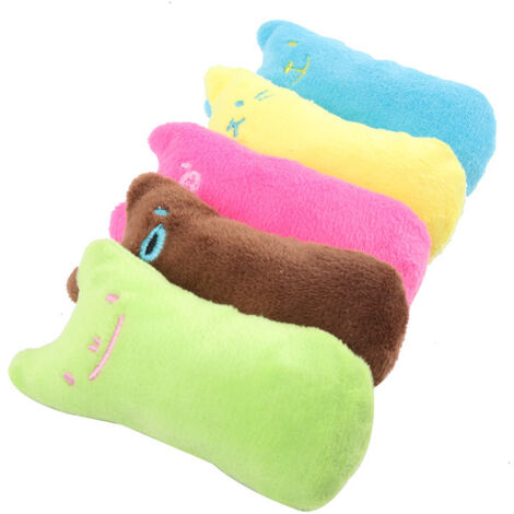 Jouets interactifs en peluche pour chat, lot de 5 jouets à mâcher à l'herbe à chat, oreiller en peluche doux pour chats et chatons, nettoyage des dents, jeu à mâcher