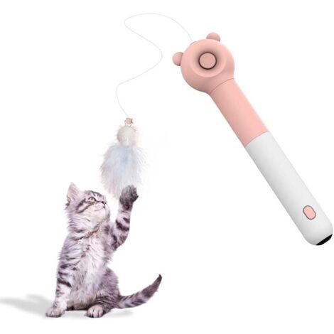 Jouets Interactifs pour Chat avec Pointeur LED, Interactif Jeu Chat Plume Rétractable Baguettes de Teaser Jouets pour l'Entraînement en Intérieur des Chats et des Chiens-Fei Yu