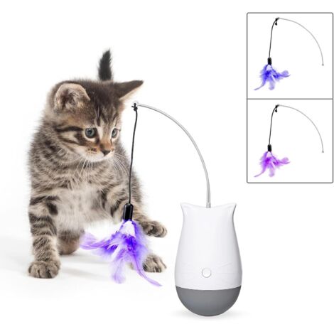 Jouets interactifs pour chat, jouet oscillant pour chat avec 2 modes, jouets en plumes pour chat avec batterie, jouets automatiques pour chaton d'intérieur