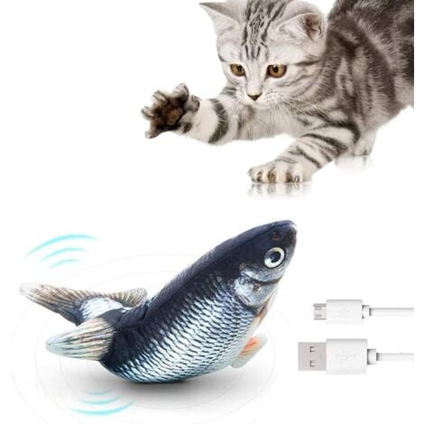 EINEMGELD Jouets Poisson pour Chat,30cm Electronique Automatique Jouets Vibrant Dansant Bouge,Jouets Cataire,Jouet à Mâcher,Jouets Poisson Interactif Réaliste pour Chat(Rechargeable USB)