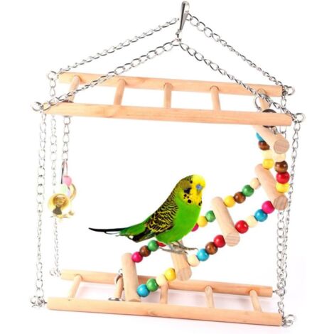 Jouets pour Animaux de Compagnie pour Perroquet Perruche Oiseau cachat balançoires échelle en Bois avec chaîne en Fer échelle Suspendue Perroquet échelle de Perroquet Bambou