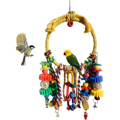 Jouets pour Cage À Oiseaux - Balançoire Colorée en Anneau pour Perruches -