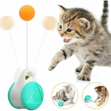 Jouets pour chat balle interactive, jouet pour chat équilibré avec balle pour chats d'intérieur balle avec roues automatique, pas besoin de recharger jouets de friandises pour chat balles rotatives Ba