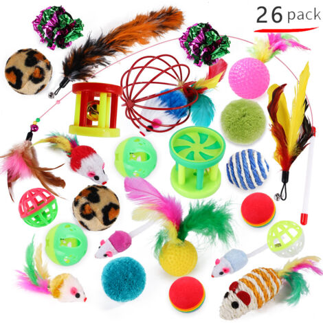 Jouets pour chats, assortiment de jouets combinés, chat rigolo, souris, clochette,