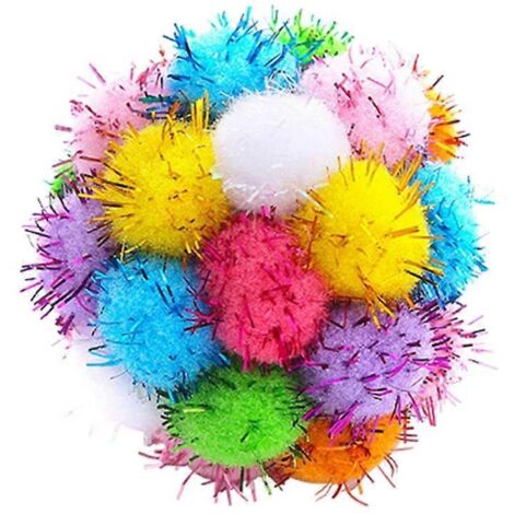 Jouets pour chats colorés boules artisanales - balles en peluche pour chats d'intérieur, jeu interactif, divertissement félin, accessoire pour chaton.