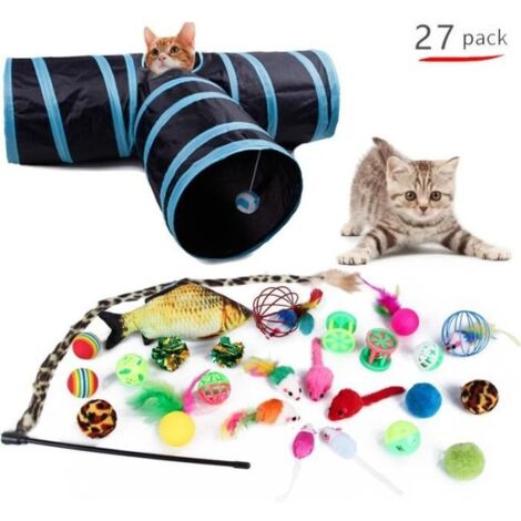 Jouets pour Chats - Multicoloré - 27 pièces - Plastique et Tissu - Cadeau Noël - Intérieur