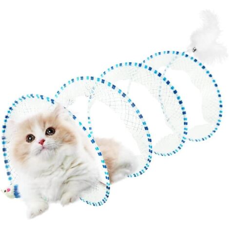 jouets Pour Chats(bleu),tunnel Pliable Pour Chat,jouets En Plumes Avec Cloche Pour Chats,jeu De Tube De Chat Jouet Pour Animaux Pour Chatons Pour