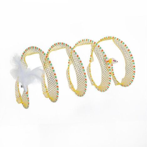 jouets Pour Chats(jaune),tunnel Pliable Pour Chat,jouets En Plumes Avec Cloche Pour Chats,jeu De Tube De Chat Jouet Pour Animaux Pour Chatons Pour