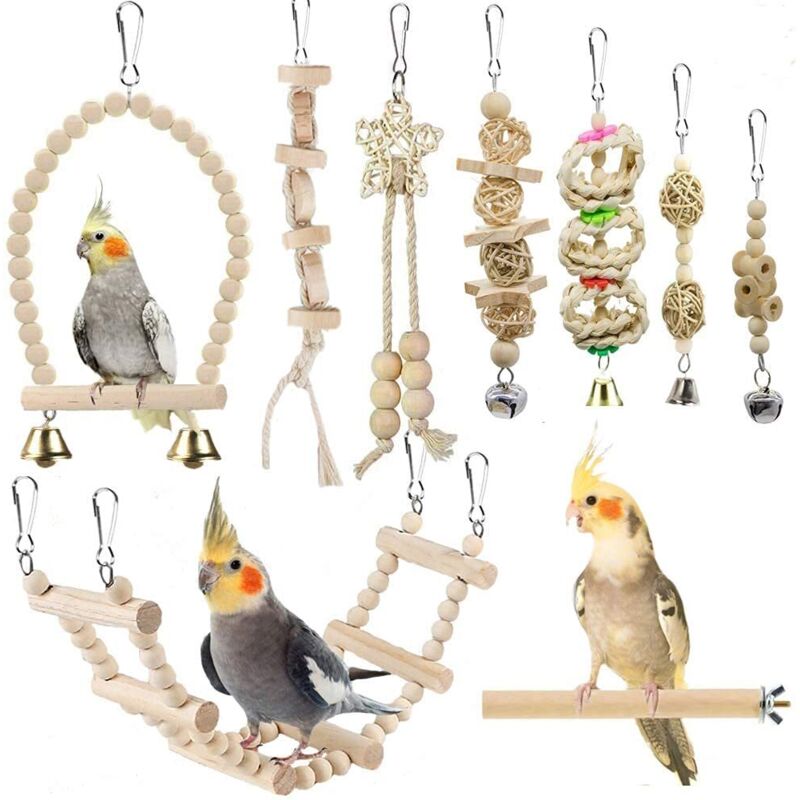 Jouets pour oiseaux - Accessoires pour cage à oiseaux - Balançoire à mâcher - Hamac à suspendre - Hamac d'escalade pour perruche, conure, calopsitte,