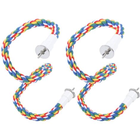 Jouets pour oiseaux, perchoir en corde spirale d'escalade, jouets pour oiseaux colorés, corde en coton colorée, perchoir pivotant pour perroquets gris d'Afrique (80 cm)