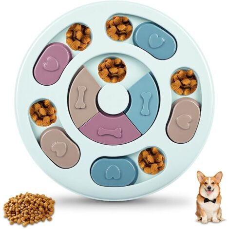Jouets Puzzle pour Chiens, Distributeur de Croquettes Slow Food, Anti-Dérapan Jouet Interactif Occupation Animal de Compagnie pour stimuler QI Lavables et Résistants pour Chiots et Chats, Bleu