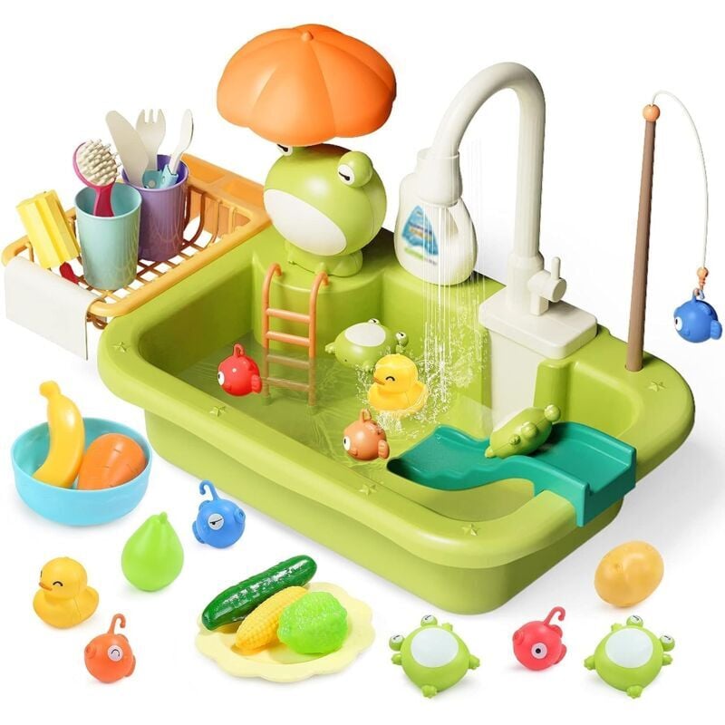 Jouez à l'évier avec de l'eau Courante, aux Jouets d'évier de Cuisine avec Robinet d'eau Chaude amélioré, aux Jouets de Cuisine, aux Jouets de pêche