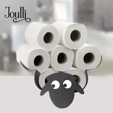 JOULLI Porte papier toilette Shaun porte-rouleau de mural en forme de mouton en métal