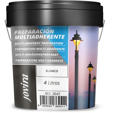 JOVIRA PINTURAS- 6 Chilo - Fondo multiaderente opaco a base d'acqua. Primer per superfici difficili (zincate, acciaio, alluminio, PVC rigido, legno, ecc.). (4 Litri, Bianco). B-16