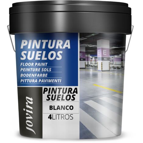 JOVIRA PINTURAS- 6 Chilo - Pittura per pavimenti esterni ed interni, garage e superfici sportive in genere, finitura opaca. Protegge le superfici in calcestruzzo, cemento (4 Litri, Bianco) B-14