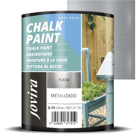JOVIRA PINTURAS Chalk Paint 750 ml  Pittura al Gesso, Matte all' Aqua, Rinnova il tuo arredamento con creatività. (750 millilitri, Argento) F-21