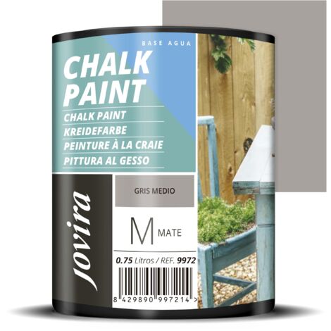 JOVIRA PINTURAS Chalk Paint 750 ml  Pittura al Gesso, Matte all' Aqua, Rinnova il tuo arredamento con creatività. (750 millilitri, Grigio Medio) F-29