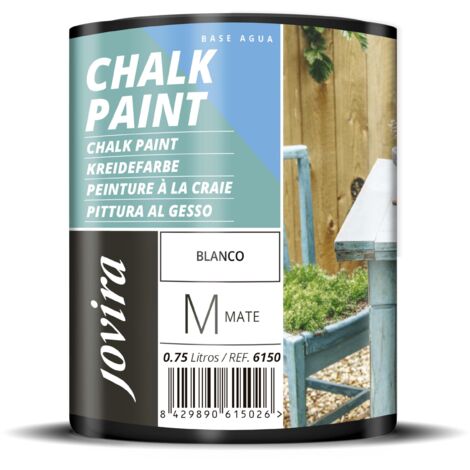 JOVIRA PINTURAS Chalk Paint 750 ml  Pittura al Gesso, Matte all' Aqua, Rinnova il tuo arredamento con creatività. (750 ml, Bianco) F-19