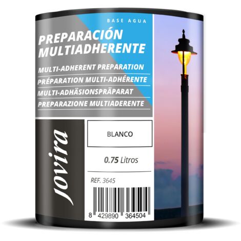 JOVIRA PINTURAS Fondo multiaderente opaco a base d'acqua. Primer per superfici difficili (zincate, acciaio, alluminio, PVC rigido, legno, ecc.). (750 Millilitri, Bianco)