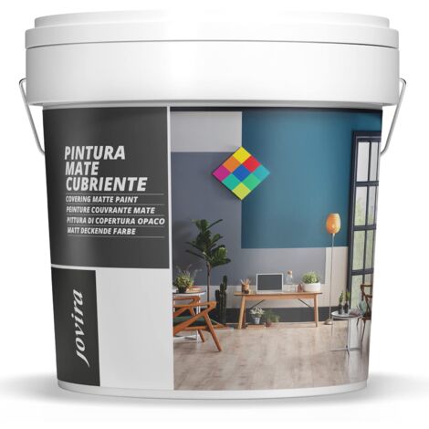 JOVIRA PINTURAS Pittura di copertura opaco. Pittura per interni ed esterni con eccellente potere coprente. (4 Litri, Nero)