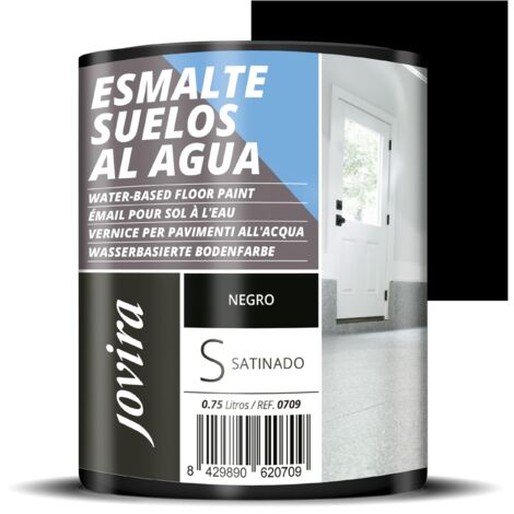 JOVIRA PINTURAS Smalto per pavimenti con acqua. Specialmente per i pavimenti di garage, magazzini, palestre, lavanderie, campi da gioco, campi sportivi, ecc. (750 Millilitri, Nero)