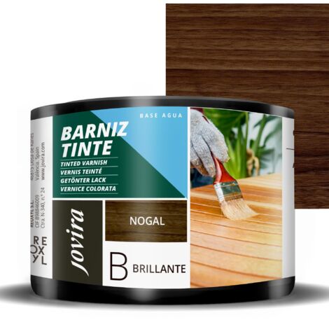 JOVIRA PINTURAS Vernice colorata a base d'acqua, finitura lucida. Speciale per la colorazione e la verniciatura del legno. (375 Millilitri, Noce)