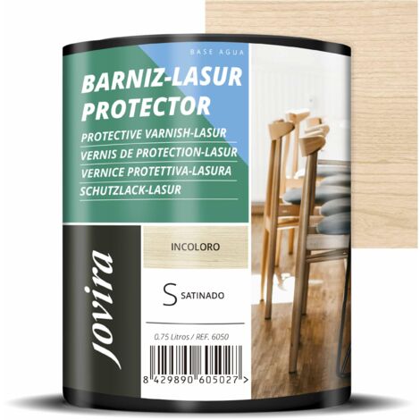JOVIRA PINTURAS Vernice - Lasur protettiva satinato a base d'acqua. Protegge, decora e impreziosisce tutti i tipi di legno. (750 Millilitri, Incolore). F-38