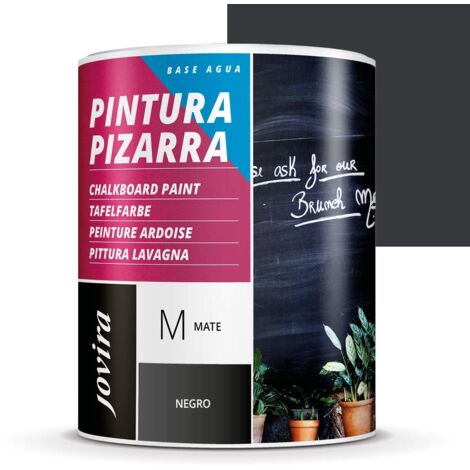 JOVIRA PINTURAS Vernice Lavagna. 75ml Per dipingere, disegnare e scrivere con il gesso sulle pareti. (750 Millilitri, Nero) F-08