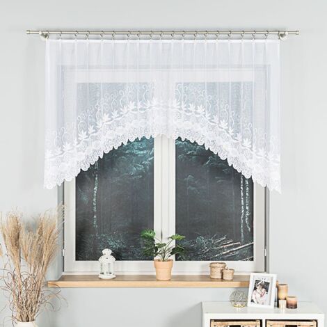 JOWITA - Fertiggardine aus Jacquard mit Schnitt unten - 250x100 cm - weiß