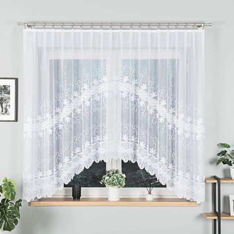 JOWITA - Tenda jacquard pronta all'uso con taglio in basso - 300x160 cm - bianco
