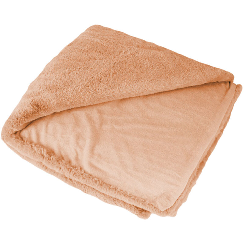 Joy - plaid - 150x200cm - en fausse fourrure - corail