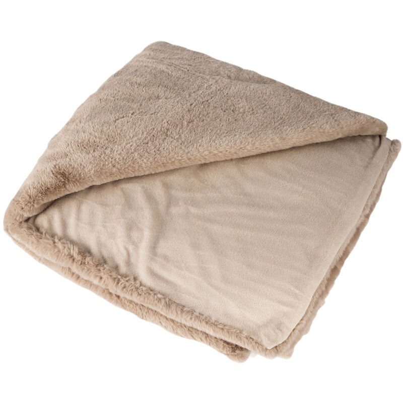 Joy - plaid - 150x200cm - en fausse fourrure - taupe