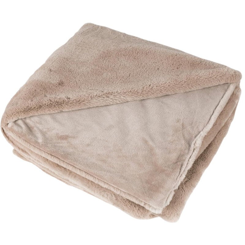 Joy - plaid - 150x200cm - en fausse fourrure - latte